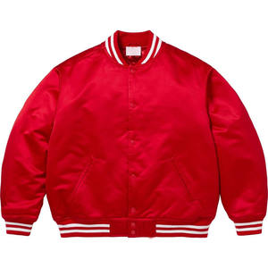 Venta al por mayor de alta calidad chaquetas Varsity de satén logotipo personalizado con impresión por sublimación hombres béisbol chaqueta Varsity de satén - Product Image 1