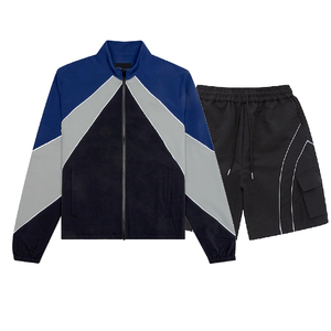 Personalizado de transferencia de calor de impresión de invierno Casual Sudadera con capucha Pantalones Baggy Heavyweight Sportswear Algodón Cremallera Chándal para los hombres - Product Image 3