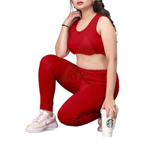 Ensemble de vêtements de sport pour femmes soutien-gorge de yoga et legging long avec poches manches courtes soutien-gorge de sport de fitness - Product Image 6