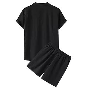 2025 Conjunto de camiseta informal para hombre, ropa de verano para hombre, conjunto de pantalones cortos hechos de algodón, Conjunto de camiseta y pantalones cortos para hombre, OEM personalizado - Product Image 3