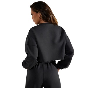 Sudadera Corta Casual para Mujer, Primavera-Otoño-Invierno 2026, Personalizable por Delante, 100% Algodón Ecológico, Hombros Caídos, con Logotipo - Product Image 4