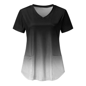 Ensemble d'uniforme d'infirmière en tissu tissé élasthanne pour femme, avec haut à manches courtes et col en V et pantalon jogger, pour usage hospitalier, détection d'aiguilles - Product Image 4