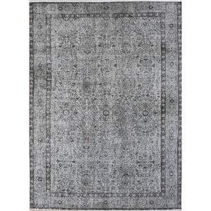 Alfombras de Lana Anudadas a Mano en Gris y Negro Vintage para el Hogar, con Diseño de Medallón Rectangular y Patrones Abstractos para Sala de Estar, Pasillo, para Adolescentes - Product Image 1