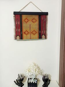 Tapis mural Kilim orange vintage tissé à la main art moderne turc cadeau unique pour anniversaire Diwali mariage anniversaire - Product Image 2