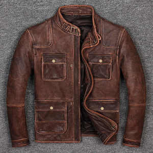 Chaqueta de cuero marrón elegante para fiesta, chaqueta de marca al por mayor, barata, directa del precio de fábrica - Product Image 6