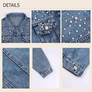 Allover สไตล์ด้อยสไตล์อเมริกันกรดล้างแจ็คเก็ตยีนส์กางเกงยีนส์, streetwear แจ็คเก็ตยีนส์ขายร้อนซักผ้าแจ็คเก็ตเครื่องบินทิ้งระเบิด - Product Image 4
