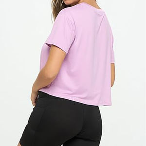 Top court respirant à manches courtes, col rond, décontracté, entraînement actif, yoga, course à pied, t-shirts courts pour femmes - Product Image 6