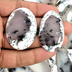 Lot de cabochons en opale dendrite naturelle, pierres précieuses en vrac pour la fabrication de bijoux, formes variées, quartz en gros - Product Image 6