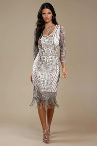 Robe de soirée longue en mousseline de soie à motif de perles et cristaux faite à la main pour femmes 2025, silhouette trapèze antistatique pour les fêtes - Product Image 4