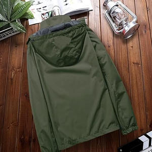 Chaqueta de lluvia cortavientos para hombre Color gris con cremallera de manga larga al aire libre resistente al agua capa de lluvia hecha por Dress Sports - Product Image 4