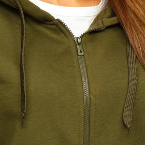 Sudadera con Capucha de Moda Invierno 2025 para Mujer, Estilo Urbano, Cierre de Cremallera, Manga Larga, Color Sólido, Transpirable, de Algodón - Product Image 5