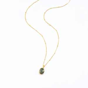Large Oval Cut Moss Agate <b>Necklace</b> Natural Gemstone Pendant Gold <b>Layered</b> Jewelry Elegant Bezel Set <b>Necklace</b> Gift for Her - Product Image 5