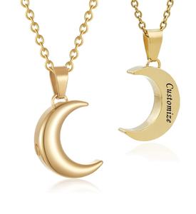 สร้อยคอโกศพระจันทร์สำหรับขี้เถ้ากระดูกสแตนเลสสำหรับผู้ชายผู้หญิงปรับแต่งได้ - Product Image 1