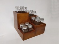 Nouveauté : Armoire à Épices Double Niveau en Bois Écologique et Durable de Marque DC, Support de Rangement de Cuisine Multifonctionnel et Gain de Place
