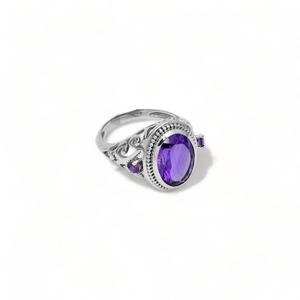Genuine Amethyst <b>Ring</b> 925 Sterling Silver Vintage Boho Gemstone Jewelry February Birthstone <b>Statement</b> <b>Ring</b> Unique Gift for Her - Product Image 3