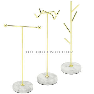 Factory Wholesale Luxury Marble Gold Plated Metal Earring <b>Display</b> Ring Earring <b>Necklace</b> Pendant Jewelry <b>Display</b> <b>Stand</b> - Product Image 5