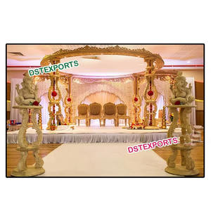 Fabricants de mandaps en bois Triveni pour mariage gujarati, incroyablement faciles à assembler, piliers triples, mandaps pour événements de mariage, Tennessee - Product Image 2