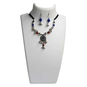 Jeweljunk Special Navratri Necklace Set Maroon and <b>Blue</b> Beads Fashion Jewelry 1110932 - Product Image 1