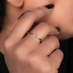 Bague texturée en argent 925 pour femme, bijoux minimalistes, cadeau - Product Image 2