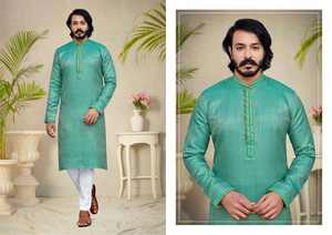 Kurta Pajama de Seda Lisa para Hombre, Ropa Casual Diaria, Diseño Simple, Precio Accesible, Proveedor de Ropa Étnica India para Fiestas - Product Image 6