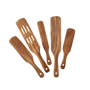 High Quality Natural Wooden Spurtle Set Acacia Wooden Spatula Spoons <b>Utensils</b> for Nonstick Cookware from Vietnam - Product Image 1