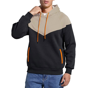 Sudadera con capucha de lana con bloque de color informal para hombre con bolsillos Sudadera de invierno para ropa de calle - Product Image 2