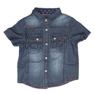 เสื้อเชิ้ตเดนิมแขนสั้นสำหรับเด็กผู้ชาย - สีฟ้า - Product Image 1