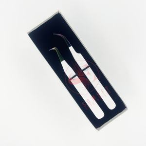 Neno ชุดปากคีบต่อขนตาสแตนเลสแข็งแบบมืออาชีพหัวเพชรดีไซน์หัวใจสีขาวเส้นใยเพิ่มวอลลุ่มขายส่ง - Product Image 2