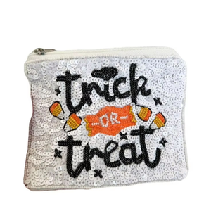 Trendy <b>super</b> design <b>seed</b> beaded trick or treat small coin pours white and black color full with mini zipper made in India - Product Image 1