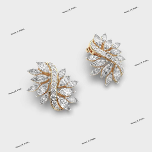 Pendientes de plata con moissanita y diamantes, diseño de hoja, piedras brillantes con corte marquesa, elegantes pendientes de tuerca llamativos para mujer, regalo - Product Image 2