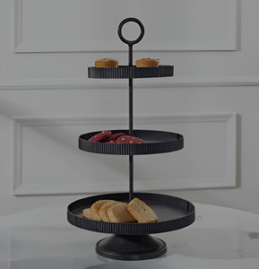 Suministros de fiesta de Navidad negros de lujo decorativos Pastel de Bodas soporte para magdalenas precio al por mayor logotipo personalizado disponible - Product Image 2