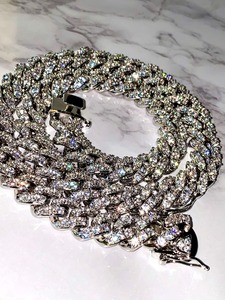 Collar de cadena de eslabones cubanos Miami para hombre con diamantes de moissanita, cadena de 5X en capas, medallón de diamantes, joyería de hip hop, regalo para ella - Product Image 2