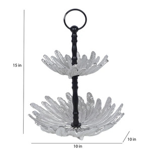 Bandeja de servicio de 2 niveles con mango de metal Artículos para el hogar y el hotel Bandeja de decoración de mesa de nuevo diseño Bandeja de servicio de precio de fábrica - Product Image 5