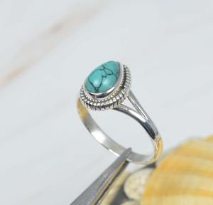 แหวนเงินสเตอร์ลิง925แฟชั่นผู้หญิงทำด้วยมือเครื่องประดับที่สัญญาด้วยโรเดียมสีเขียวขุ่นทองแดง - Product Image 4