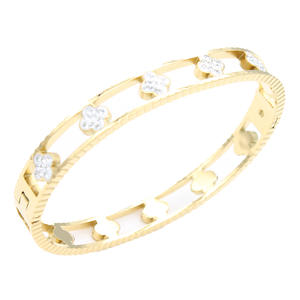 <b>Gold</b>-<b>Plated</b> Stainless Steel Clover Fashion Bracelet Elegant <b>Bangle</b> Design - Product Image 2