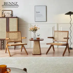 Verona-Stuhl nordisch Balkon Asche Holz Lounge-Stuhl modern minimalistisch Designer-Rückenlehne Armlehne Rattan-Stuhl