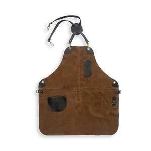 Tablier en cuir et toile personnalisable de qualité supérieure, imperméable, élégant, avec fermeture à pression, manches courtes, pour grillades, barbecue, barman, travail du bois - Product Image 5