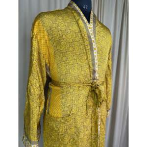Bata Kimono para Hombre, Manga Larga, Cuello en V, Ribete en Contraste, Jacquard Sedoso y Suave, Estilo Vintage Elegante, Clásico, para Cubrir el Traje de Baño - Product Image 5