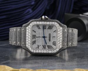 Luxury Iced Out Moissanite Hip Hop Watch with VVS Diamond Look Bezel Pave Dial and Bling <b>Bracelet</b> <b>Mens</b> Luxury Statement - Product Image 1