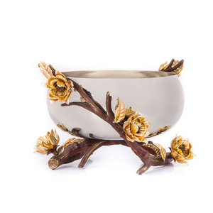 Cuenco decorativo dorado para servir frutas con acento de flor rosa, ensaladera, diseño atractivo, cuenco para servir alimentos a precio de fábrica - Product Image 5