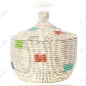 Cesta de almacenamiento de cuerda de algodón tejida hecha a mano con tapa Mini cesta de almacenamiento tejida Baby Toyts Contenedor de cosméticos para el hogar Hotel - Product Image 5