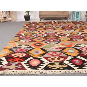 Tapis turc vintage 6,1 x 9,4 pieds, grand tapis, kilim orange, tapis du sud-ouest - Product Image 5
