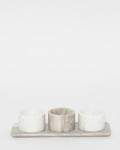 Bol à sel et sucre en marbre de haute qualité 3 bols à sucre en marbre artisanal avec plateau en marbre à faible coût disponible en inde - Product Image 1