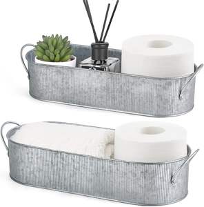 Plateau de bain élégant en métal galvanisé Design durable résistant à la rouille Parfait pour garder les essentiels du bain à portée de main pendant la relaxation - Product Image 1