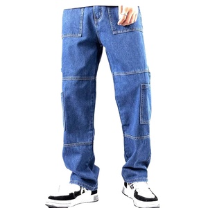 Jean déchiré taille haute pour homme, style streetwear, coupe slim, effet empilé, design personnalisé, prix bas, tendance - Product Image 1