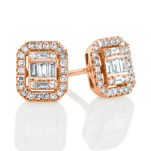 Pendientes de tuerca de diamante de Plata de Ley 925 de lujo para mujer 14K 18K chapado en oro sólido VVS Moissanite Baguette para regalo - Product Image 1