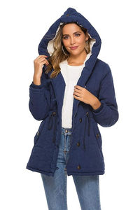 เสื้อโค้ทกันหนาวมีฮู้ดสำหรับผู้หญิง, เสื้อคลุมกันหนาวเสื้อกันหนาวขนแกะเสื้อแจ็คเก็ตระบายอากาศได้ดีมีเชือกผูก - Product Image 3