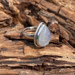 Blue Fire Moonstone Ring Handcrafted 925 Sterling Silver June Birthstone Unique Statement Fashion Jewelry <b>Gift</b> For Women Men - Product Image 3
