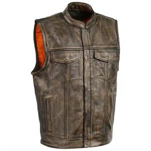 Gilet en cuir de style motard pour hommes de qualité supérieure avec maillot de course avec gilet à pression personnalisé 2025 conception de moto - Product Image 2