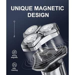 มีดโกนหนวดไฟฟ้าสำหรับผู้ชาย รุ่น Speed Motor ใบมีดสามใบ กันน้ำ ชาร์จเร็วด้วย USB ใช้ได้ทันที ล็อคสำหรับการเดินทาง สีเงินเมทัลลิก-IPX7 - Product Image 4